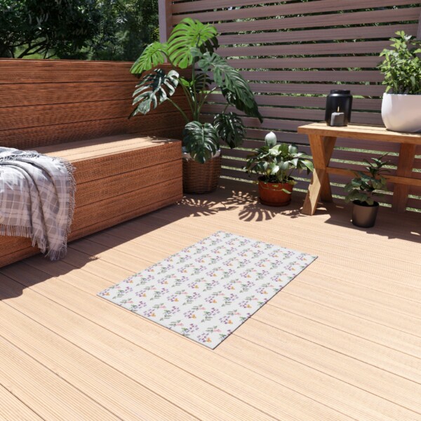 Floral Outdoor Rug - Durable, Stylish Area Mat for Patios & Decks - Butterfly Drifting - Image 3