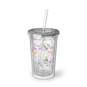 Acrylic Cup - Perfect for Summer Refreshments - Butterflies Drifting