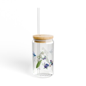 Sipper Glass 16oz Eco-Friendly Drinkware - Violet Pollinators
