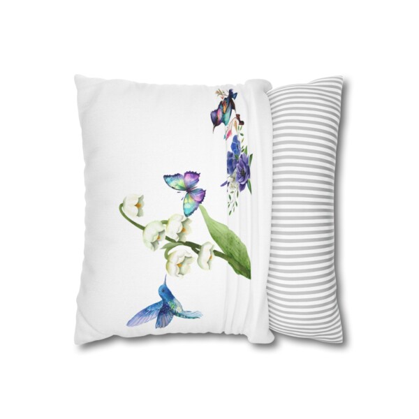 Vibrant Nature-Inspired Square Pillowcase - Violet Pollinators - Image 2