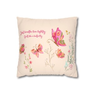 Faux Suede Pillowcase Lightly Decorative Cushion - Butterflies Drifting