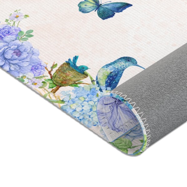 Floral Hummingbird Area Rug - Watercolor Collection - Wildlife Support - Image 3