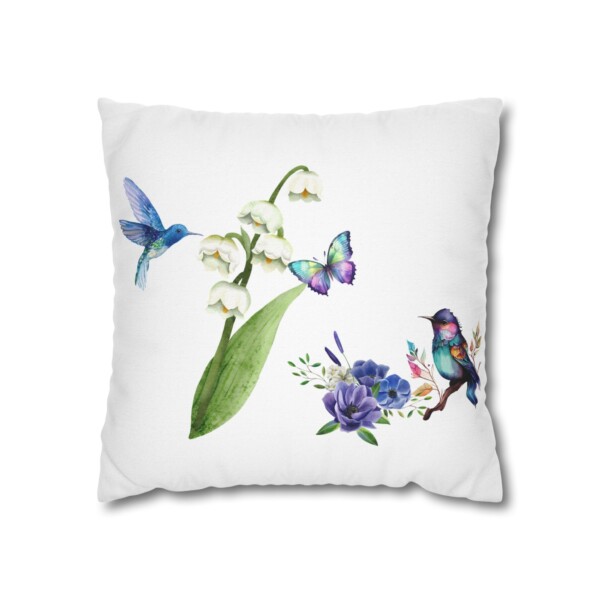 Vibrant Nature-Inspired Square Pillowcase - Violet Pollinators - Image 3