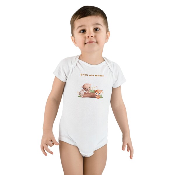 Organic Baby Bodysuit with Cute Animal Design - Wild Babies Friends - Image 4