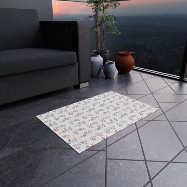 Floral Outdoor Rug - Durable, Stylish Area Mat for Patios & Decks - Butterfly Drifting - Image 4