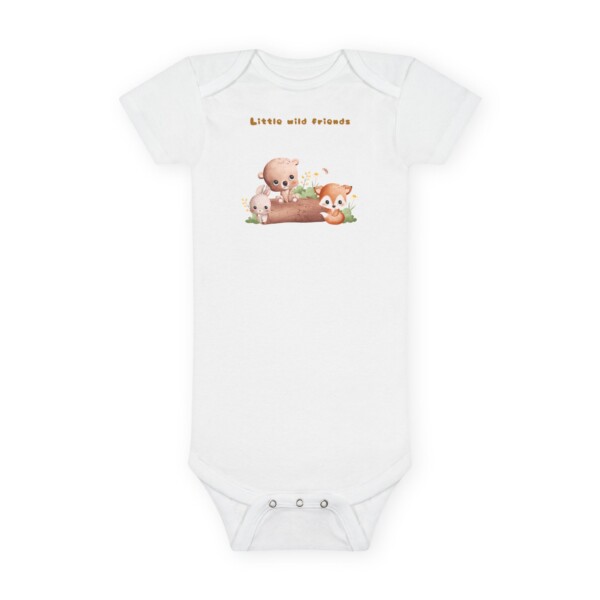 Organic Baby Bodysuit with Cute Animal Design - Wild Babies Friends - Image 2