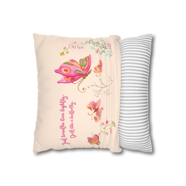 Faux Suede Pillowcase Lightly Decorative Cushion - Butterflies Drifting - Image 2