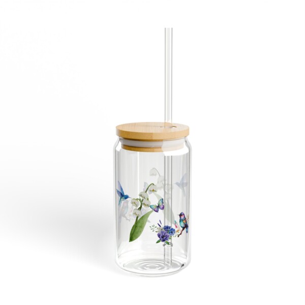 Sipper Glass 16oz Eco-Friendly Drinkware - Violet Pollinators - Image 3