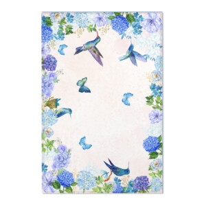 Floral Hummingbird Area Rug - Watercolor Collection - Wildlife Support