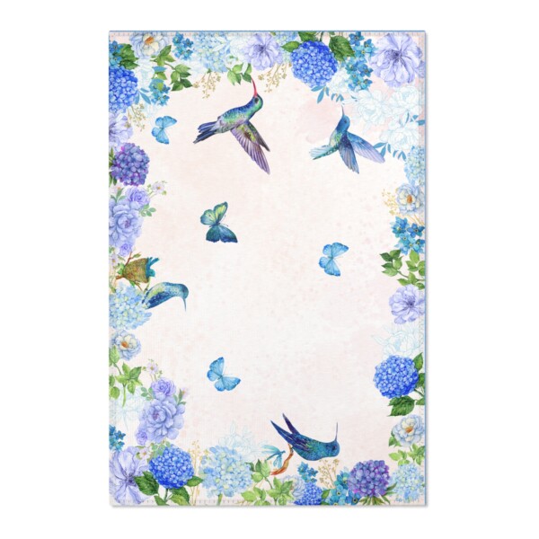 Floral Hummingbird Area Rug - Watercolor Collection - Wildlife Support