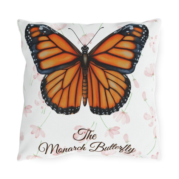 Outdoor Pillow - Decorative Throw Cushion for Garden and Patio - The Monarch Butterfly
