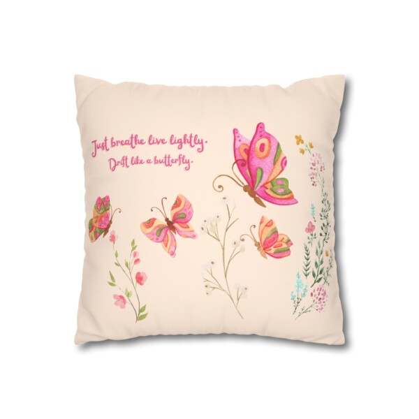 Faux Suede Pillowcase Lightly Decorative Cushion - Butterflies Drifting - Image 3