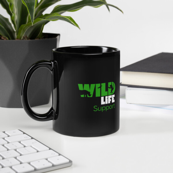 Black Glossy Mug - Wildlife Support - Image 2