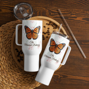 Travel mug with a handle - The Monarch Butterfly