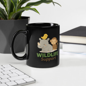 Black Glossy Mug - Wildlife Support Baby - 2