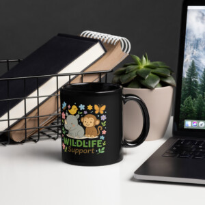 Black Glossy Mug - Wildilife Support 3