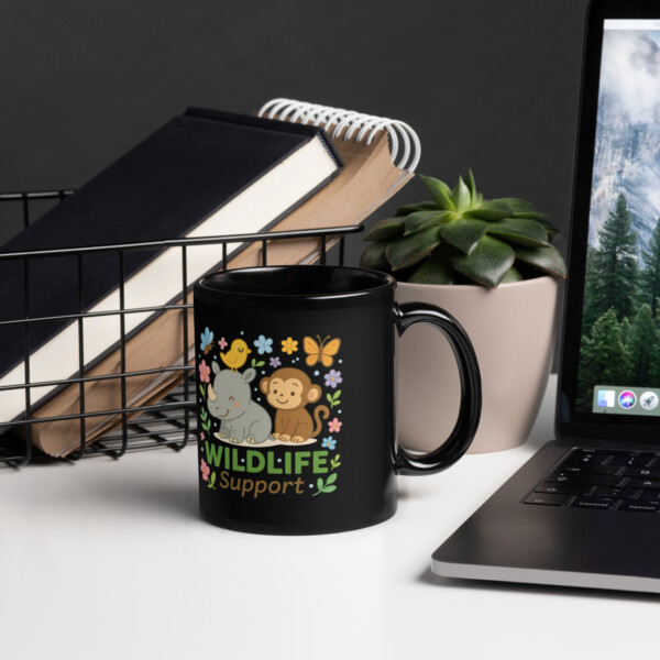 Black Glossy Mug - Wildilife Support 3
