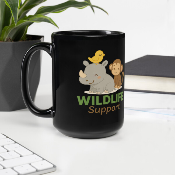 Black Glossy Mug - Wildlife Support Baby - 2 - Image 2